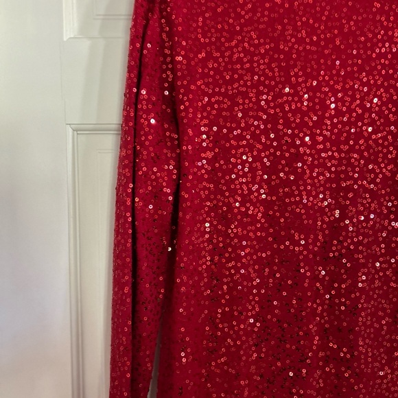 Red Sequined Cowl Neck Sweater Size Large Petite - Picture 16 of 16
